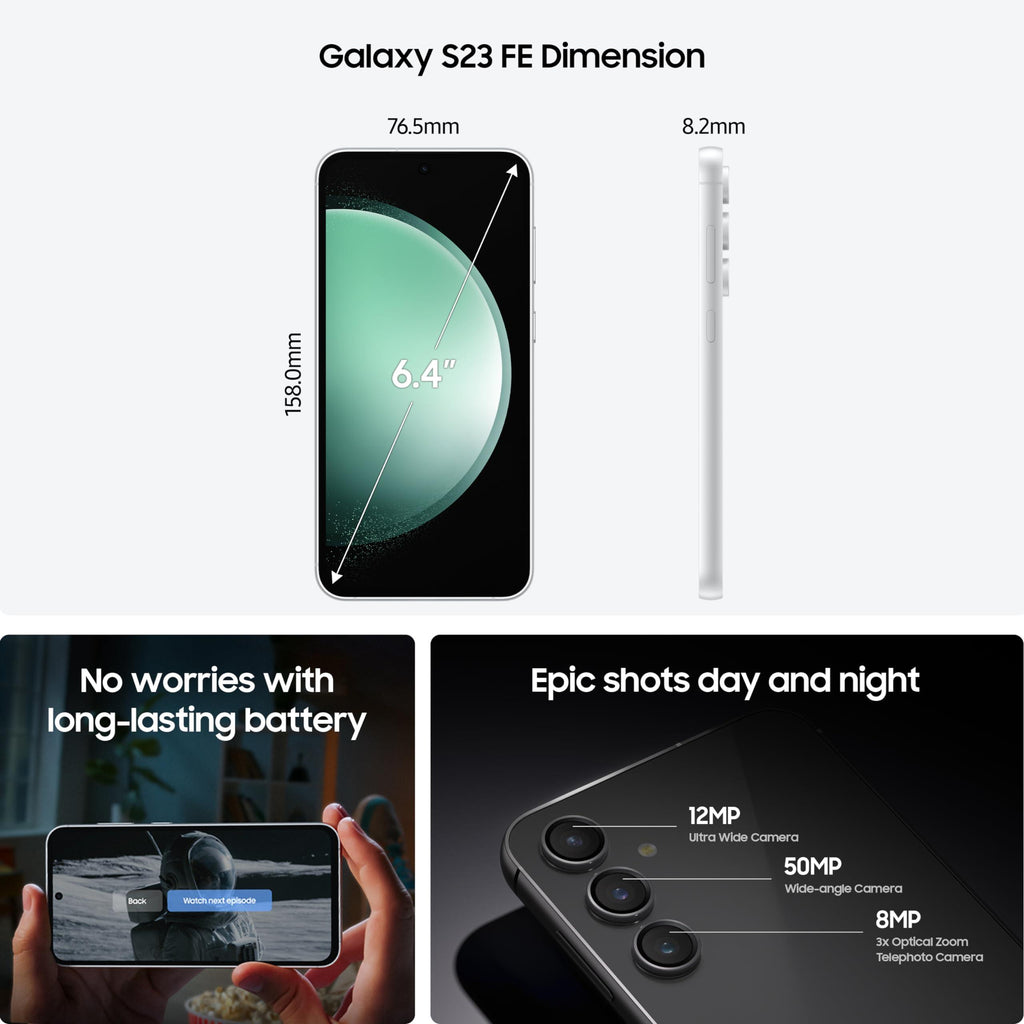 (Refurbished) Samsung Galaxy S23 FE 5G (Graphite, 8GB, 128GB Storage) - Triveni World