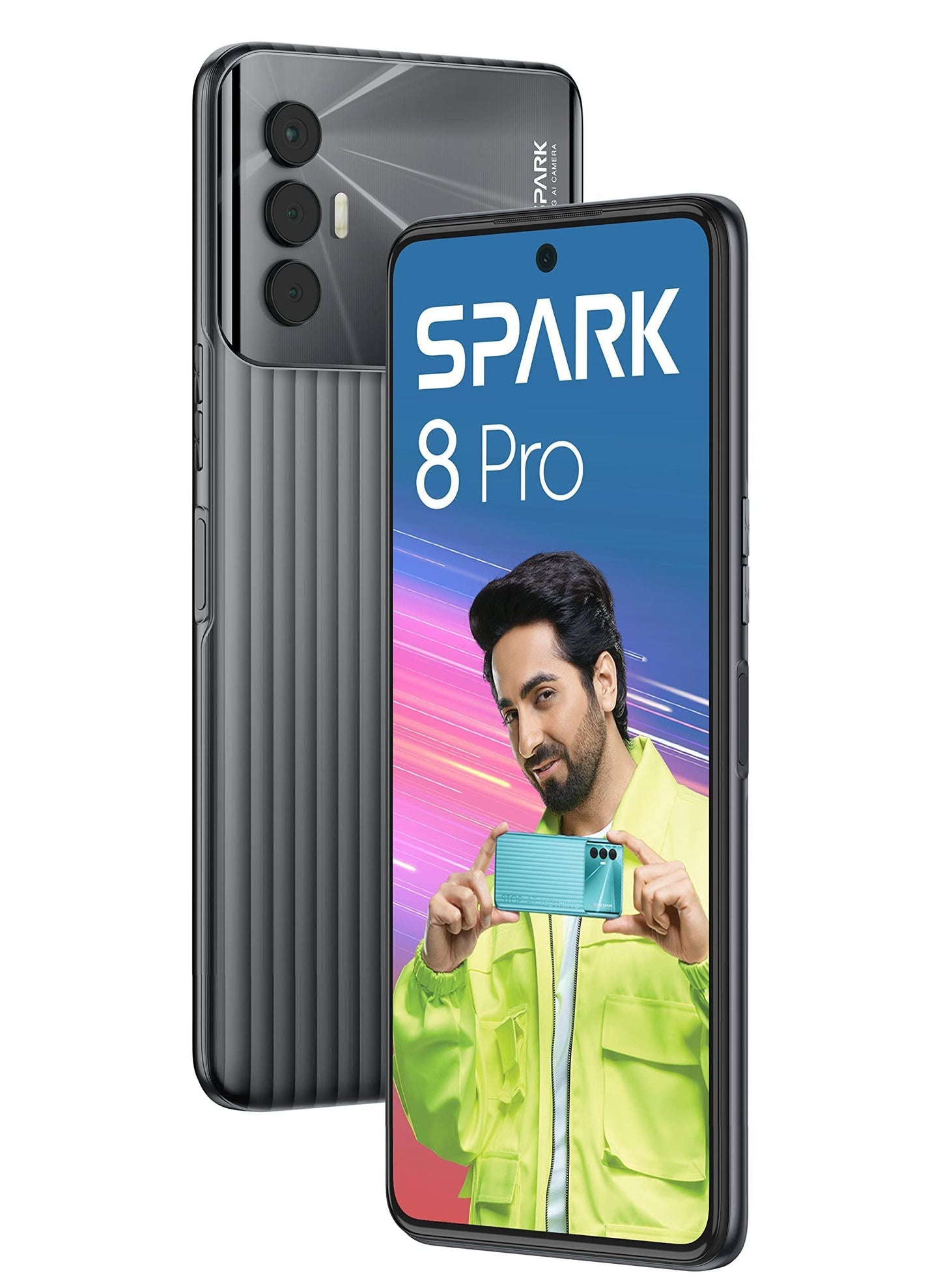 (Refurbished) Tecno Spark 8 Pro (Interstellar Black, 4GB RAM, 64GB Storage) | 48MP Triple Camera | 6.8" FHD+Dot-in Display | 33W Fast Charger | Helio G85 Gaming Processor - Triveni World