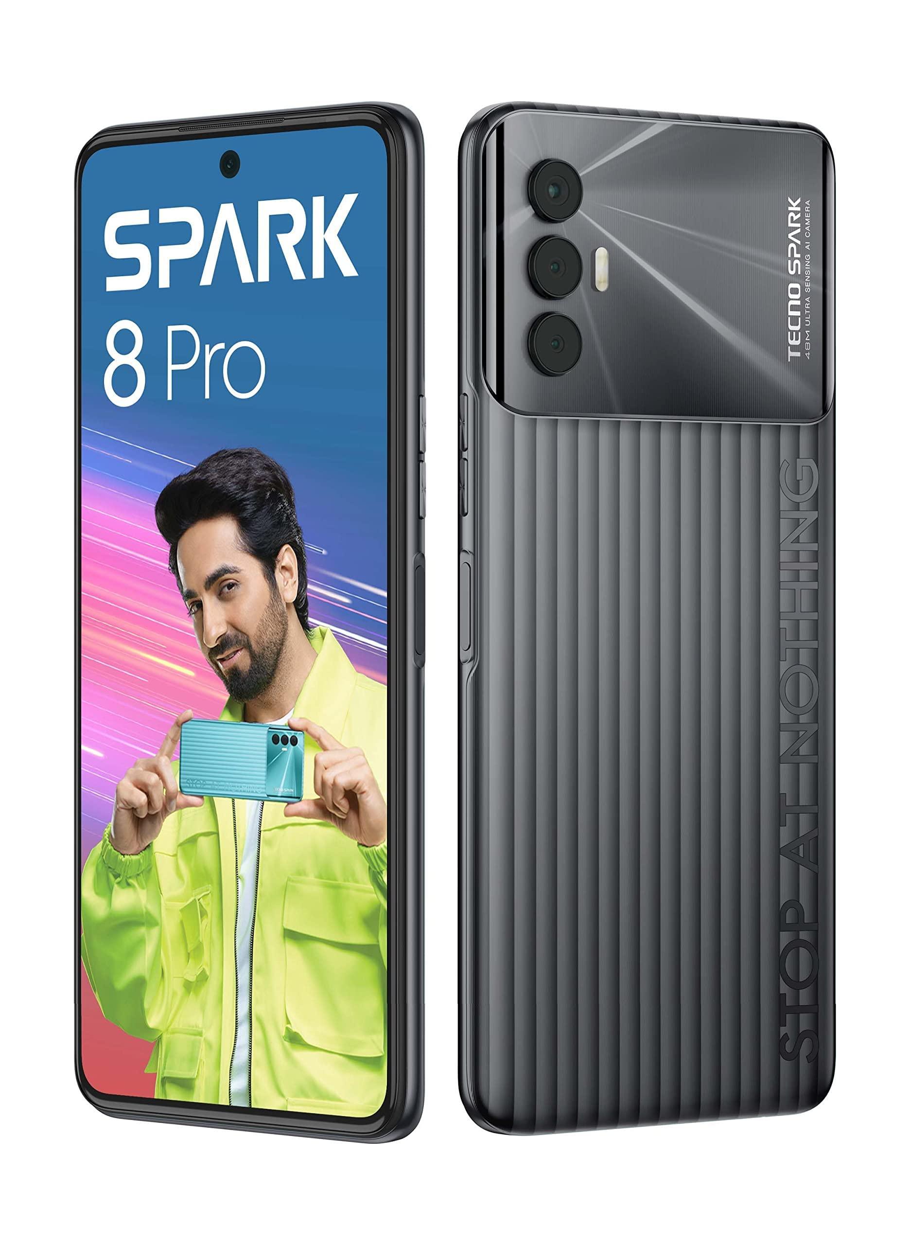 (Refurbished) Tecno Spark 8 Pro (Interstellar Black, 4GB RAM, 64GB Storage) | 48MP Triple Camera | 6.8" FHD+Dot-in Display | 33W Fast Charger | Helio G85 Gaming Processor - Triveni World