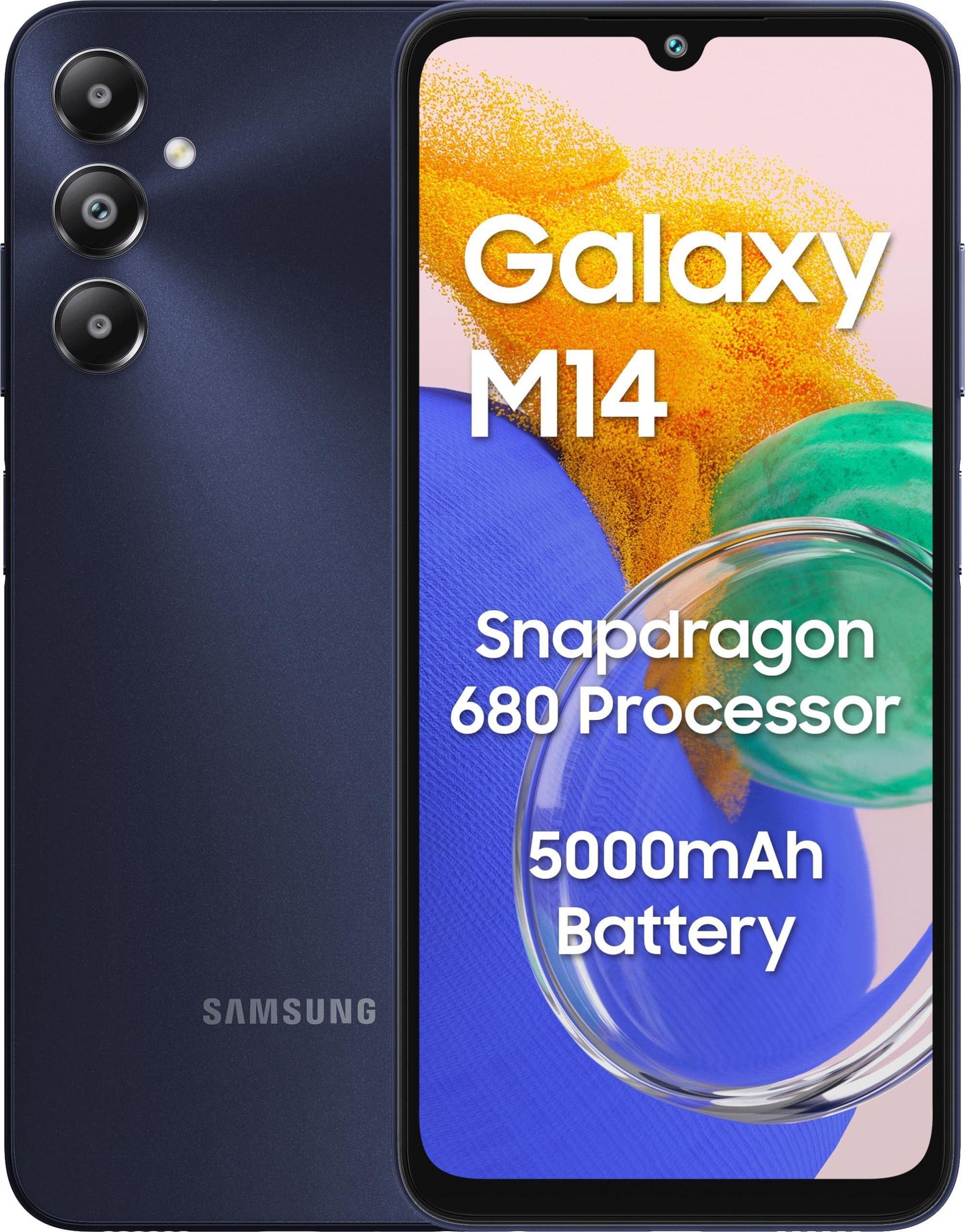 Samsung Galaxy M14 4G (Sapphire Blue,4GB,64GB) | 50MP Triple Cam | 5000mAh Battery | Snapdragon 680 Processor | 2 Gen. OS Upgrade & 4 Year Security Update | 8GB RAM with RAM Plus | Without Charger - Triveni World