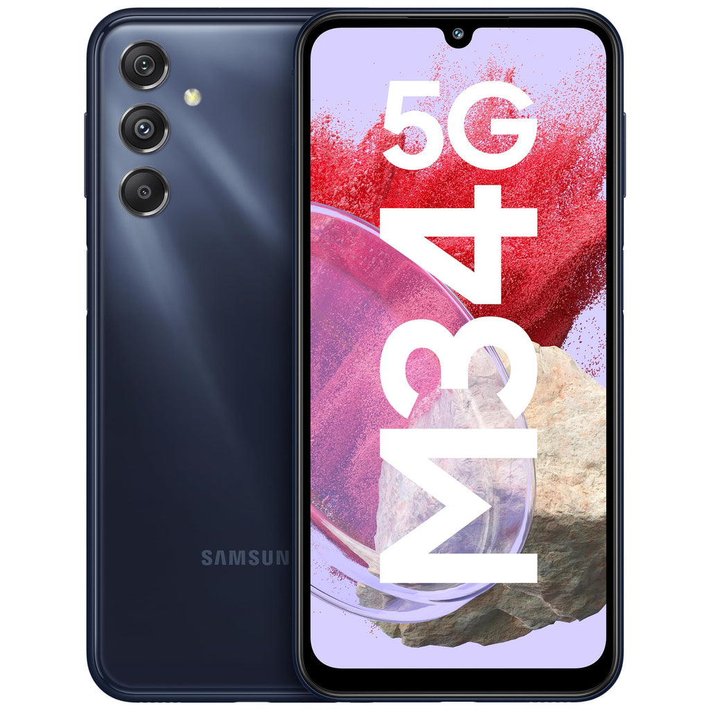 Samsung Galaxy M34 5G (Midnight Blue,8GB,128GB)|120Hz sAMOLED Display|50MP Triple No Shake Cam|6000 mAh Battery|4 Gen OS Upgrade & 5 Year Security Update|16GB RAM with RAM+|Android 13|Without Charger - Triveni World