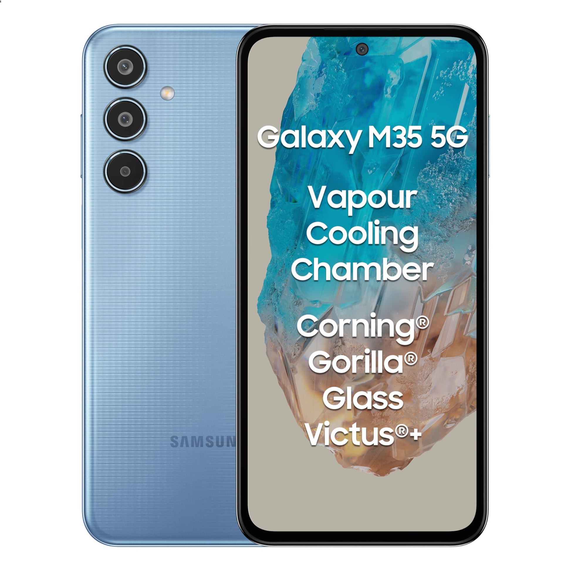 Samsung Galaxy M35 5G (Daybreak Blue,8GB RAM,128GB Storage)| Corning Gorilla Glass Victus+| AnTuTu Score 595K+ | Vapour Cooling Chamber | 6000mAh Battery | 120Hz Super AMOLED Display| Without Charger - Triveni World