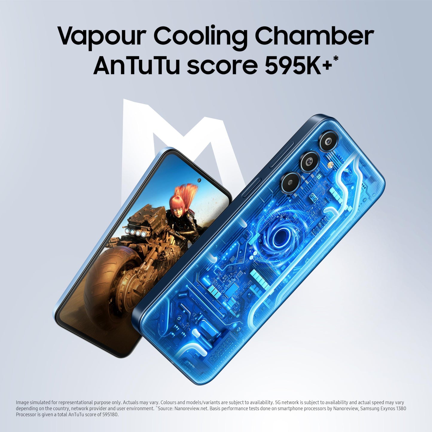 Samsung Galaxy M35 5G (Daybreak Blue,8GB RAM,128GB Storage)| Corning Gorilla Glass Victus+| AnTuTu Score 595K+ | Vapour Cooling Chamber | 6000mAh Battery | 120Hz Super AMOLED Display| Without Charger - Triveni World