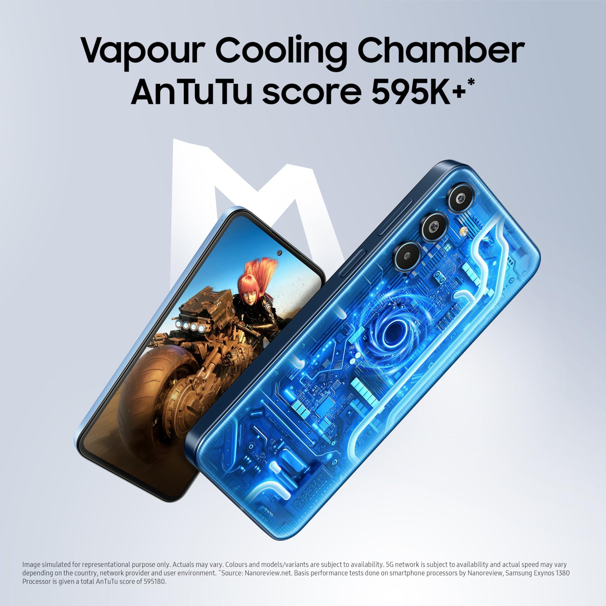 Samsung Galaxy M35 5G (Daybreak Blue,8GB RAM,128GB Storage)| Corning Gorilla Glass Victus+| AnTuTu Score 595K+ | Vapour Cooling Chamber | 6000mAh Battery | 120Hz Super AMOLED Display| Without Charger - Triveni World