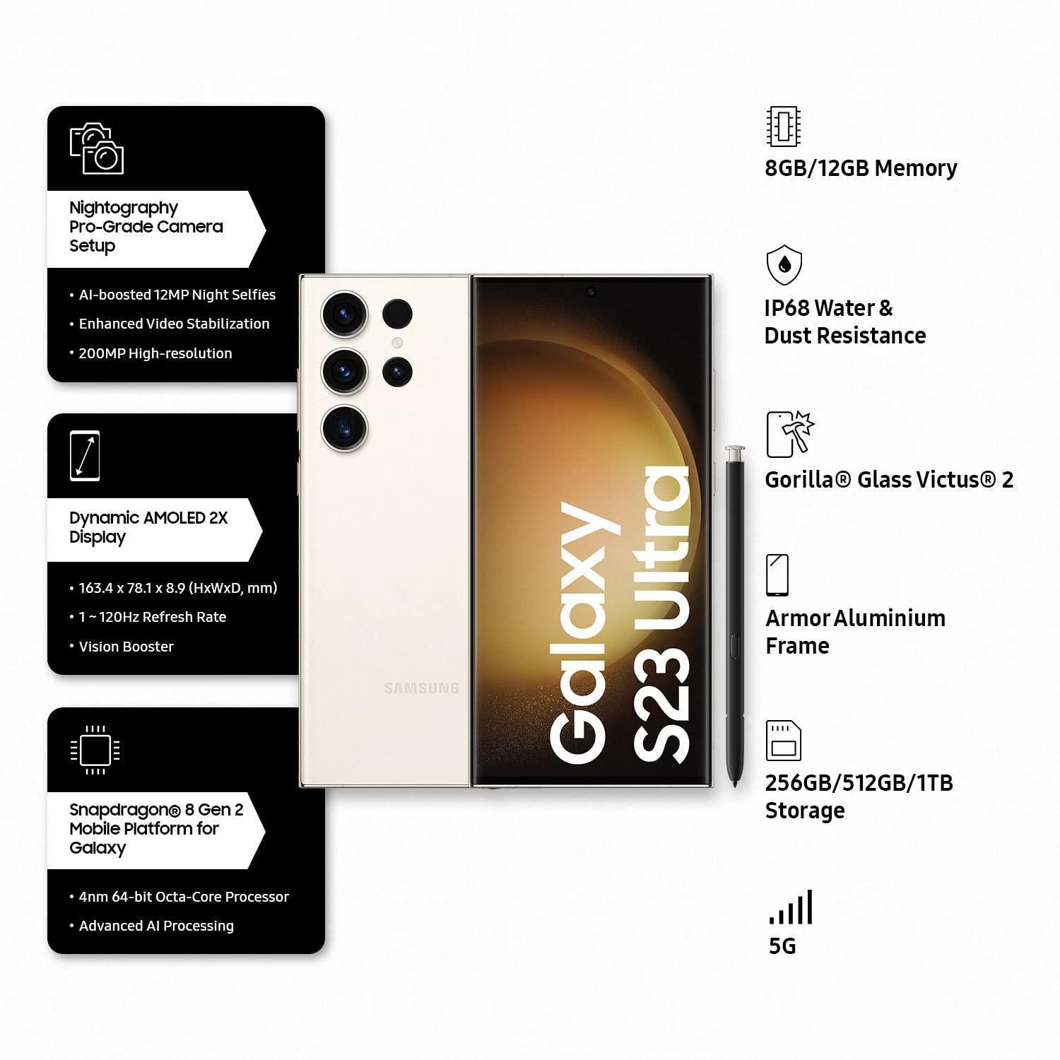 Samsung Galaxy S23 Ultra 5G AI Smartphone (Cream, 12GB, 512GB