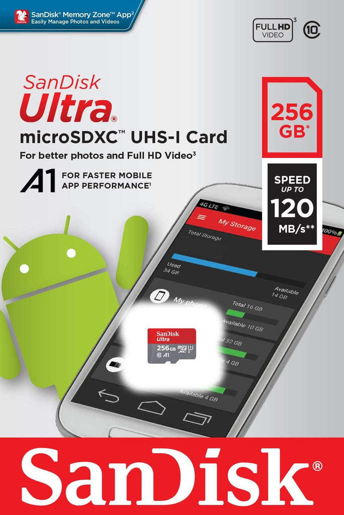 SanDisk Ultra microSD UHS-I Card 256GB, 120MB/s R - Triveni World