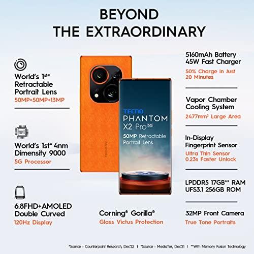 TECNO Phantom X2 Pro 5G Mars Orange (12GB RAM,256GB Storage) | World's 1st Retractable 50MP Portrait Lens | World's 1st 4nm Dimensity 9000 5G Processor - Triveni World