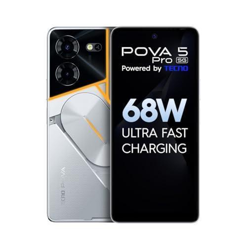 TECNO Pova 5 Pro 5G (Silver Fantasy, 8GB RAM,128GB Storage)| Segment 1st 68W Ultra Fast Charging | India's 1st Multi-Colored Backlit ARC Interface | 50MP AI Dual Camera | 6.78”FHD+ Dot-in Display - Triveni World