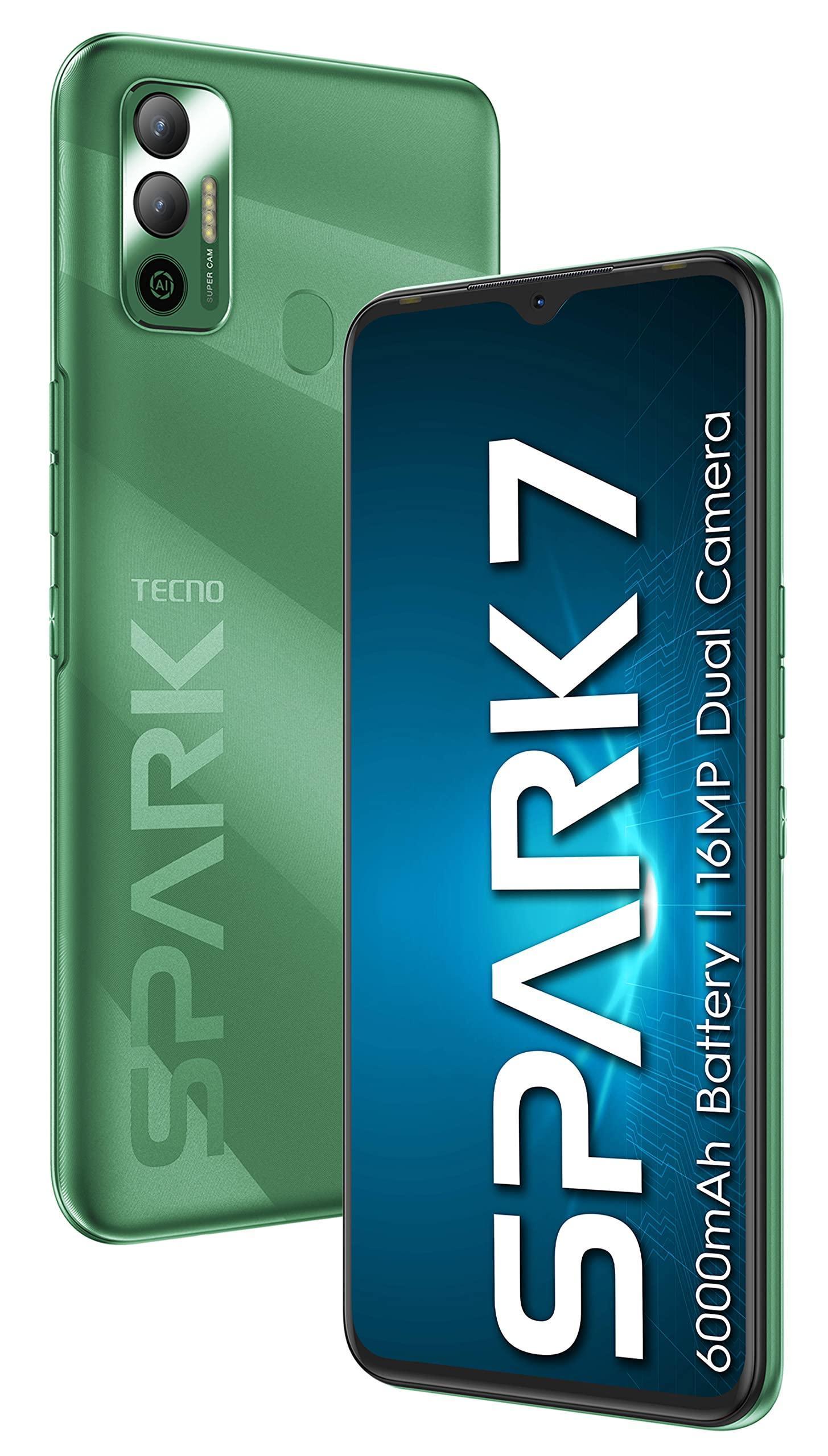 TECNO Spark 7 (Spruce Green, 2GB RAM, 32 GB Storage) - 6000mAh Battery|16 MP Dual Camera| 6.52” Dot Notch Display| Octa Core Processor - Triveni World