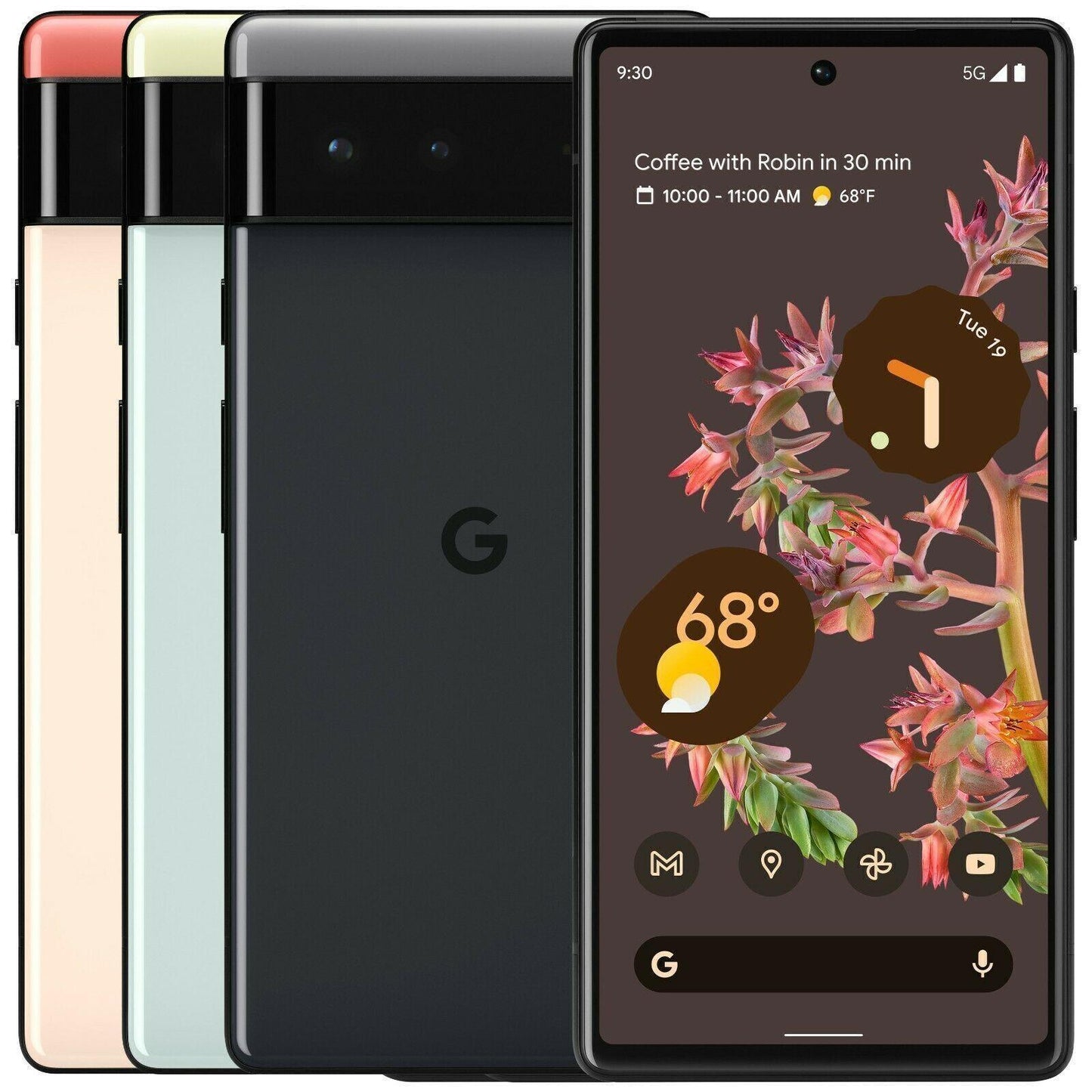 Google Pixel 6 5G 128GB Stormy Black Seafoam Coral Refurbished - Triveni World