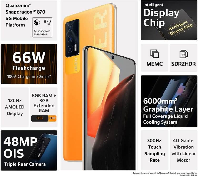 IQOO 7 5G (Monster Orange, 128 GB)  (8 GB RAM) Refurbished - Triveni World