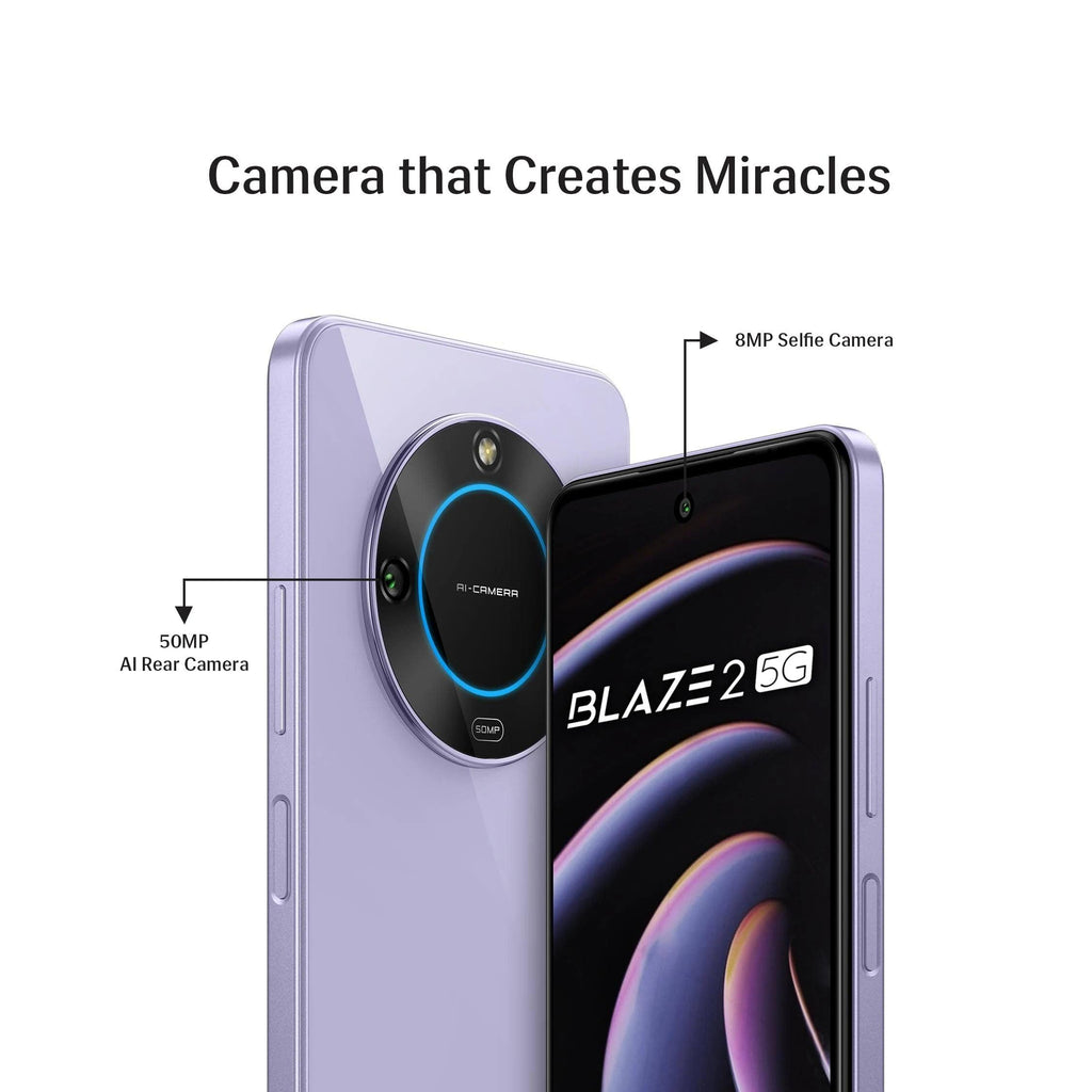 Lava Blaze 2 5G (Glass Lavender, 6GB RAM, 128GB Storage)| Stunning Ring Light| 50 MP AI Camera |5000 mAh Battery| Upto 12 GB Expandable RAM - Triveni World