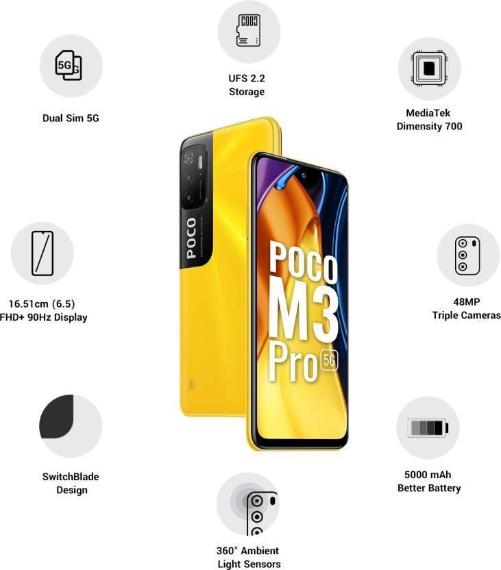 POCO M3 Pro 5G (Yellow, 64 GB)  (4 GB RAM) Refurbished - Triveni World