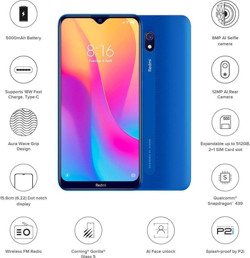 Redmi 8A (Ocean Blue, 32 GB)  (2 GB RAM) - Triveni World