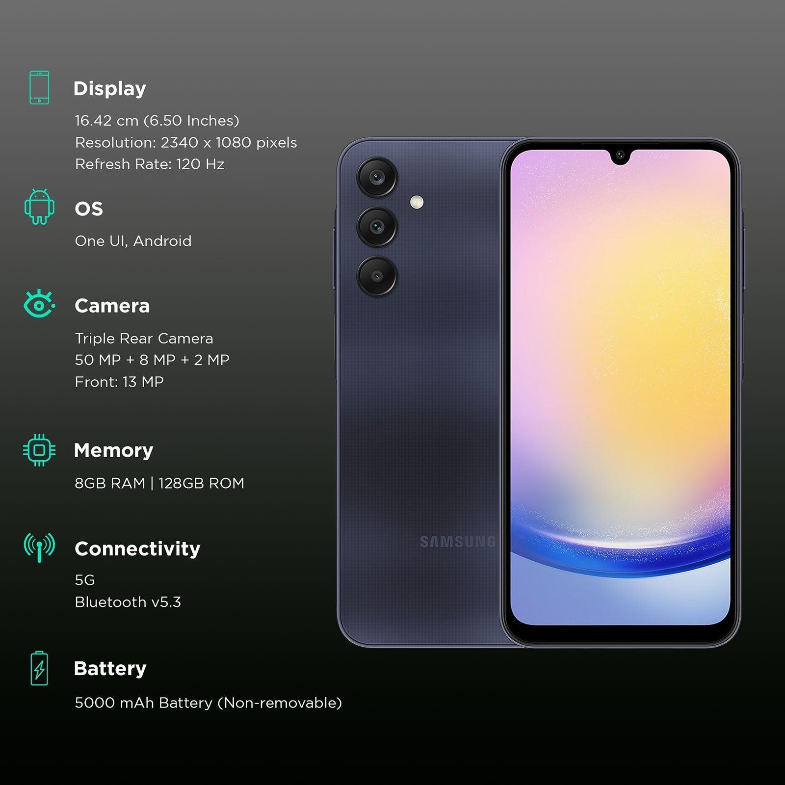 SAMSUNG Galaxy A25 5G (8GB RAM, 128GB, Blue Black) Refurbished