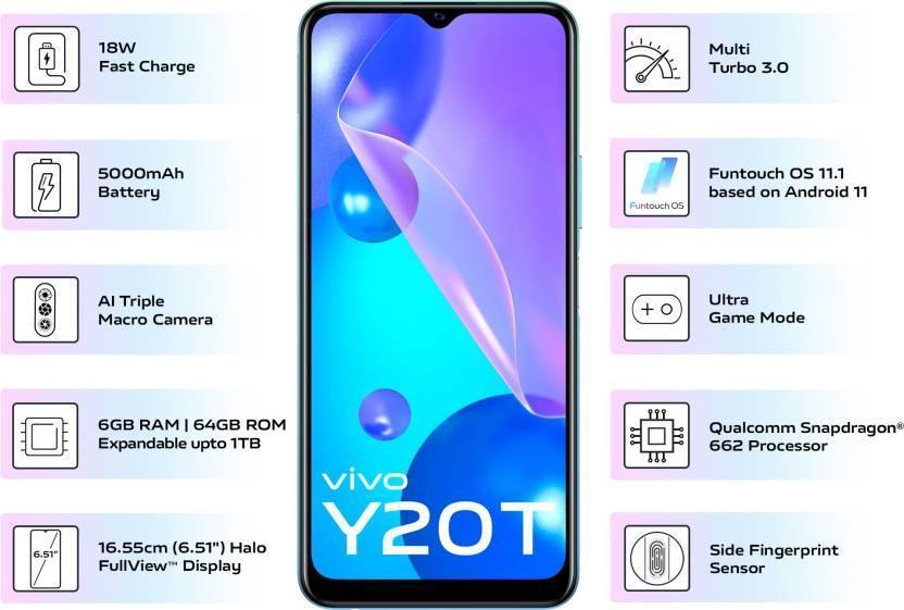 vivo Y20T (Purist Blue, 64 GB)  (6 GB RAM) - Triveni World