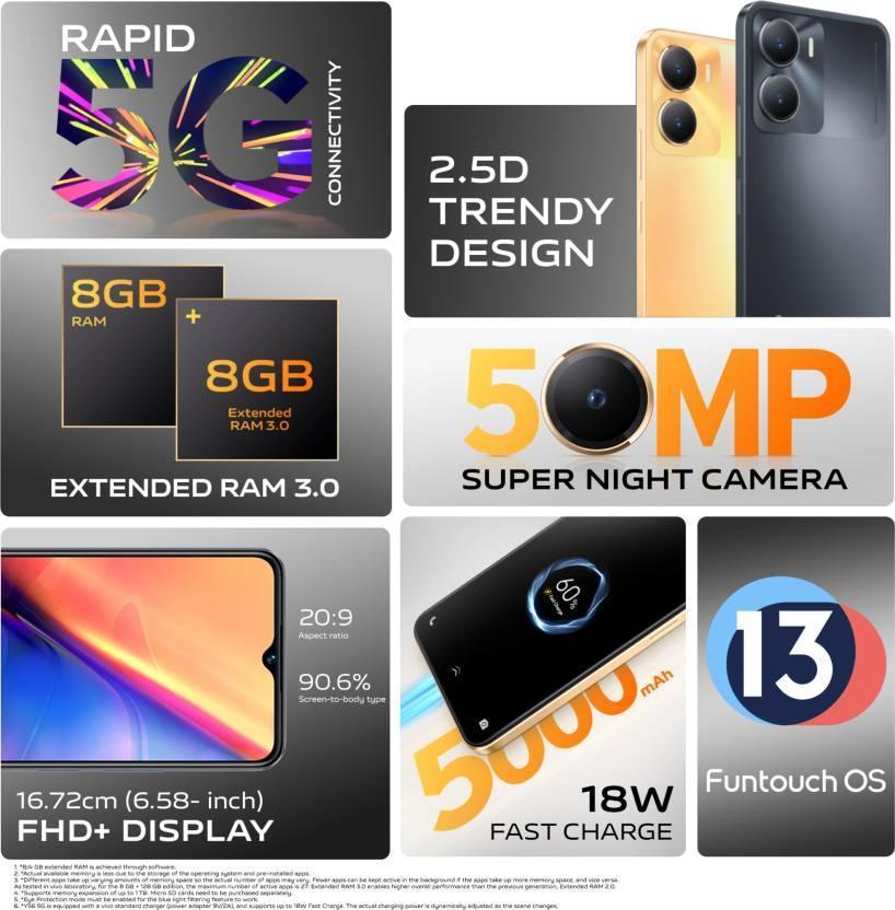 vivo Y56 5G (Black Engine, 128 GB)  (8 GB RAM) Micromax X412 (Blue, 32 MB) Refurbished - Triveni World